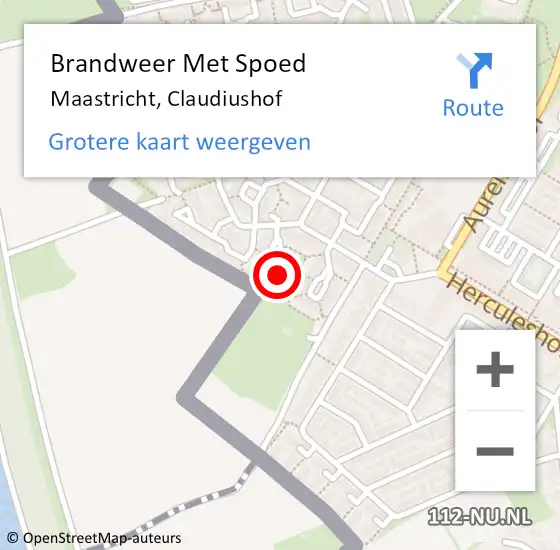 Locatie op kaart van de 112 melding: Brandweer Met Spoed Naar Maastricht, Claudiushof op 15 mei 2015 21:25