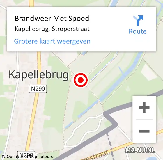 Locatie op kaart van de 112 melding: Brandweer Met Spoed Naar Kapellebrug, Stroperstraat op 15 mei 2015 21:43