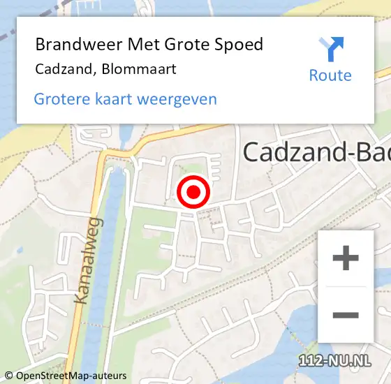 Locatie op kaart van de 112 melding: Brandweer Met Grote Spoed Naar Cadzand, Blommaart op 16 mei 2015 05:42