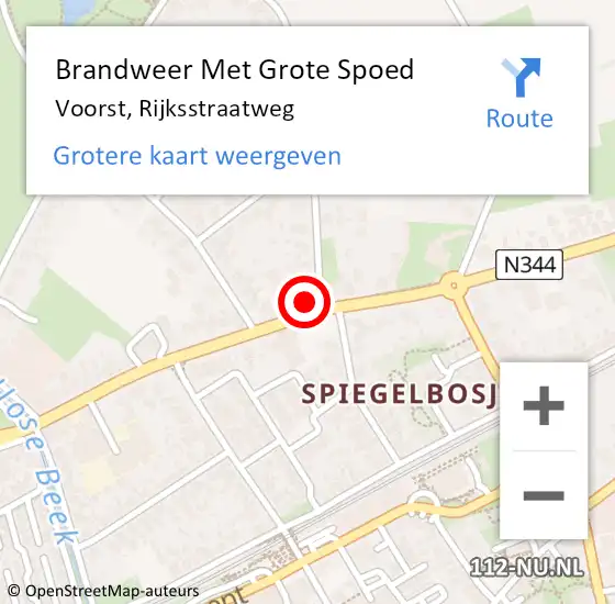 Locatie op kaart van de 112 melding: Brandweer Met Grote Spoed Naar Voorst, Rijksstraatweg op 12 september 2013 08:31