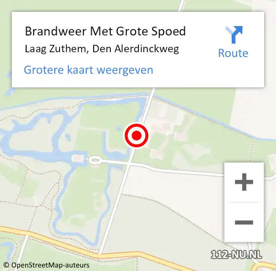 Locatie op kaart van de 112 melding: Brandweer Met Grote Spoed Naar Laag Zuthem, Den Alerdinckweg op 16 mei 2015 09:05
