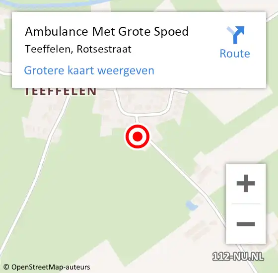 Locatie op kaart van de 112 melding: Ambulance Met Grote Spoed Naar Teeffelen, Rotsestraat op 16 mei 2015 10:19