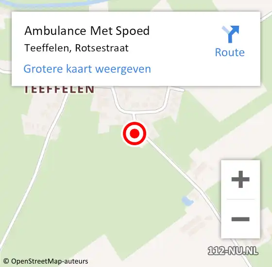 Locatie op kaart van de 112 melding: Ambulance Met Spoed Naar Teeffelen, Rotsestraat op 16 mei 2015 10:23