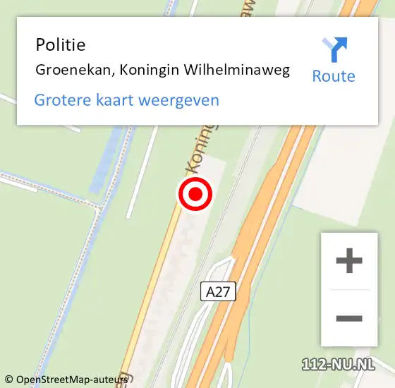 Locatie op kaart van de 112 melding: Politie Groenekan, Koningin Wilhelminaweg op 16 mei 2015 11:03