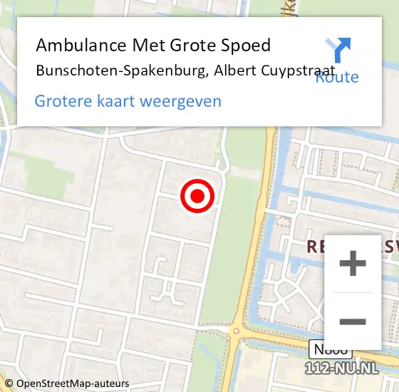 Locatie op kaart van de 112 melding: Ambulance Met Grote Spoed Naar Bunschoten-Spakenburg, Albert Cuypstraat op 16 mei 2015 11:42