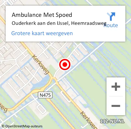 Locatie op kaart van de 112 melding: Ambulance Met Spoed Naar Ouderkerk aan den IJssel, Heemraadsweg op 16 mei 2015 12:13