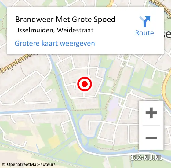 Locatie op kaart van de 112 melding: Brandweer Met Grote Spoed Naar IJsselmuiden, Weidestraat op 16 mei 2015 12:28