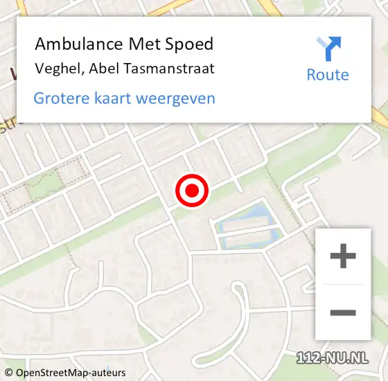 Locatie op kaart van de 112 melding: Ambulance Met Spoed Naar Veghel, Abel Tasmanstraat op 16 mei 2015 12:57