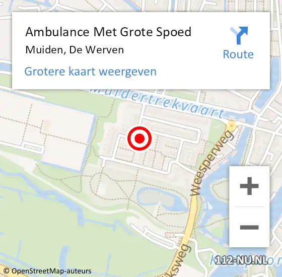 Locatie op kaart van de 112 melding: Ambulance Met Grote Spoed Naar Muiden, De Werven op 16 mei 2015 14:15