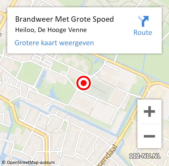 Locatie op kaart van de 112 melding: Brandweer Met Grote Spoed Naar Heiloo, De Hooge Venne op 16 mei 2015 14:25