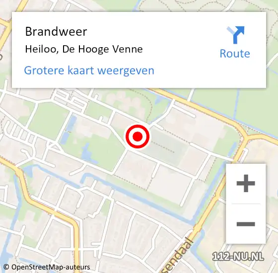 Locatie op kaart van de 112 melding: Brandweer Heiloo, De Hooge Venne op 16 mei 2015 14:30