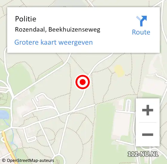 Locatie op kaart van de 112 melding: Politie Rozendaal, Beekhuizenseweg op 16 mei 2015 14:50