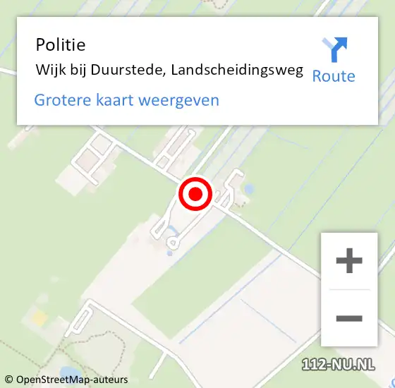 Locatie op kaart van de 112 melding: Politie Wijk bij Duurstede, Landscheidingsweg op 16 mei 2015 14:55