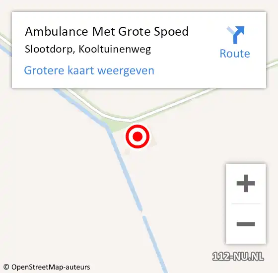 Locatie op kaart van de 112 melding: Ambulance Met Grote Spoed Naar Slootdorp, Kooltuinenweg op 16 mei 2015 14:59