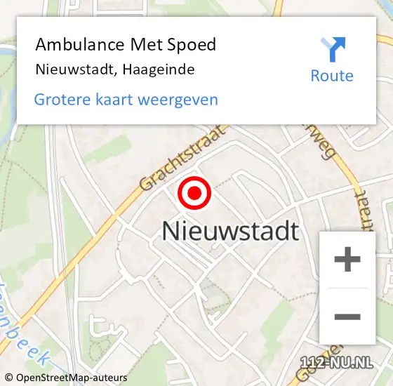 Locatie op kaart van de 112 melding: Ambulance Met Spoed Naar Nieuwstadt, Haageinde op 16 mei 2015 15:01