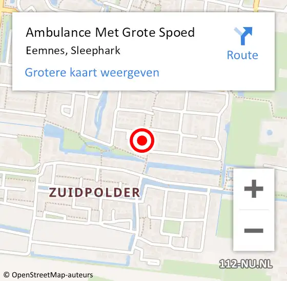 Locatie op kaart van de 112 melding: Ambulance Met Grote Spoed Naar Eemnes, Sleephark op 16 mei 2015 16:24