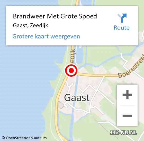 Locatie op kaart van de 112 melding: Brandweer Met Grote Spoed Naar Gaast, Zeedijk op 16 mei 2015 17:20