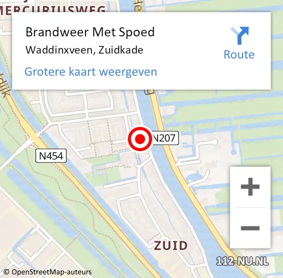 Locatie op kaart van de 112 melding: Brandweer Met Spoed Naar Waddinxveen, Zuidkade op 16 mei 2015 17:28