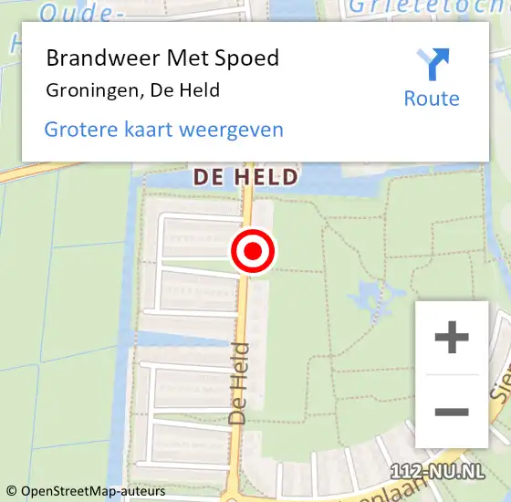 Locatie op kaart van de 112 melding: Brandweer Met Spoed Naar Groningen, De Held op 16 mei 2015 18:14