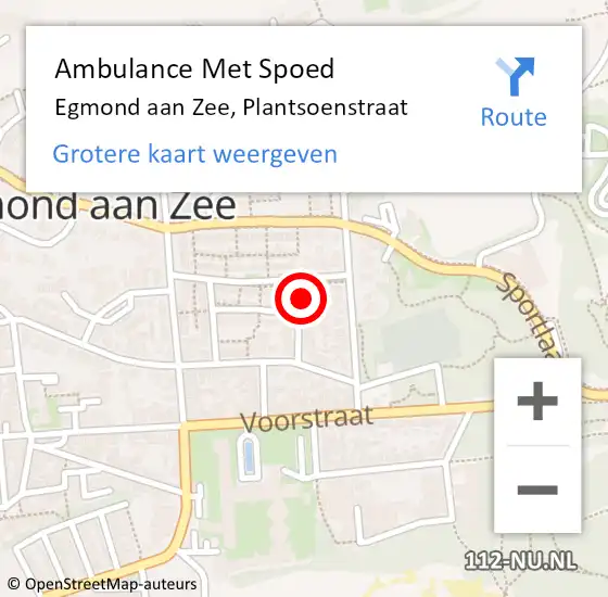 Locatie op kaart van de 112 melding: Ambulance Met Spoed Naar Egmond aan Zee, Plantsoenstraat op 16 mei 2015 18:39