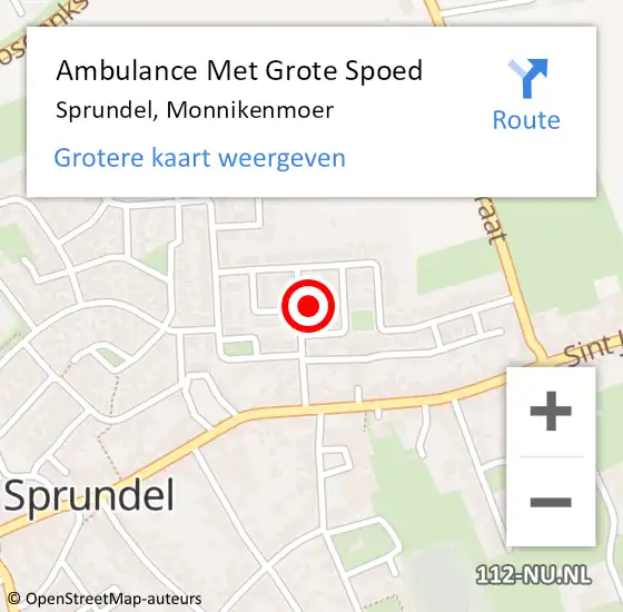 Locatie op kaart van de 112 melding: Ambulance Met Grote Spoed Naar Sprundel, Monnikenmoer op 16 mei 2015 18:40