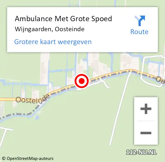 Locatie op kaart van de 112 melding: Ambulance Met Grote Spoed Naar Wijngaarden, Oosteinde op 16 mei 2015 19:00