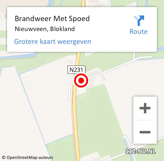 Locatie op kaart van de 112 melding: Brandweer Met Spoed Naar Nieuwveen, Blokland op 16 mei 2015 19:46