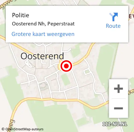 Locatie op kaart van de 112 melding: Politie Oosterend Nh, Peperstraat op 16 mei 2015 20:34