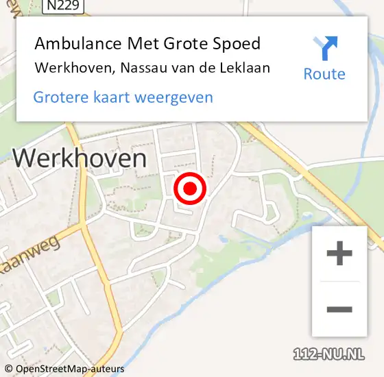 Locatie op kaart van de 112 melding: Ambulance Met Grote Spoed Naar Werkhoven, Nassau van de Leklaan op 16 mei 2015 21:23