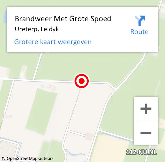 Locatie op kaart van de 112 melding: Brandweer Met Grote Spoed Naar Ureterp, Leidyk op 16 mei 2015 21:27