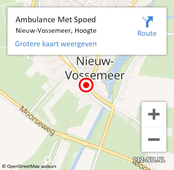 Locatie op kaart van de 112 melding: Ambulance Met Spoed Naar Nieuw-Vossemeer, Hoogte op 16 mei 2015 23:50