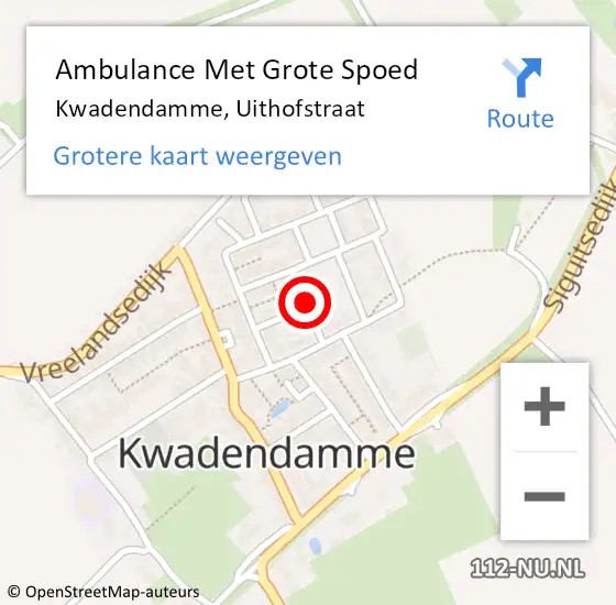 Locatie op kaart van de 112 melding: Ambulance Met Grote Spoed Naar Kwadendamme, Uithofstraat op 17 mei 2015 00:10
