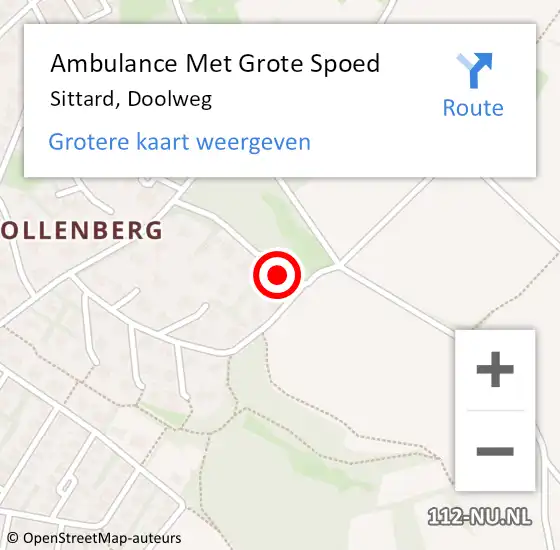 Locatie op kaart van de 112 melding: Ambulance Met Grote Spoed Naar Sittard, Doolweg op 12 september 2013 08:37