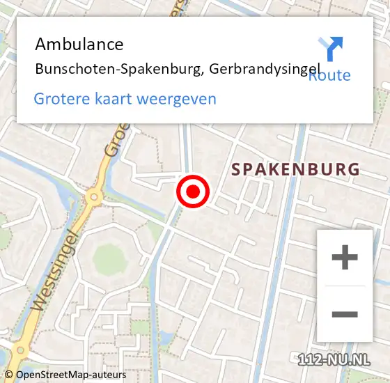 Locatie op kaart van de 112 melding: Ambulance Bunschoten-Spakenburg, Gerbrandysingel op 17 mei 2015 01:22