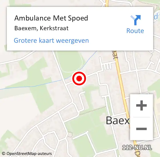 Locatie op kaart van de 112 melding: Ambulance Met Spoed Naar Baexem, Kerkstraat op 17 mei 2015 02:08