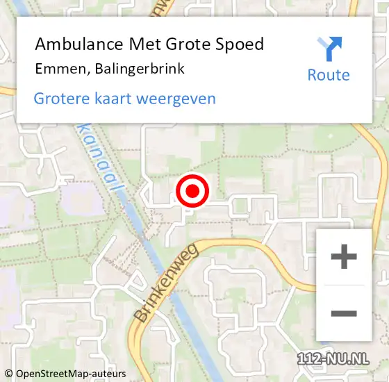 Locatie op kaart van de 112 melding: Ambulance Met Grote Spoed Naar Emmen, Balingerbrink op 17 mei 2015 02:21