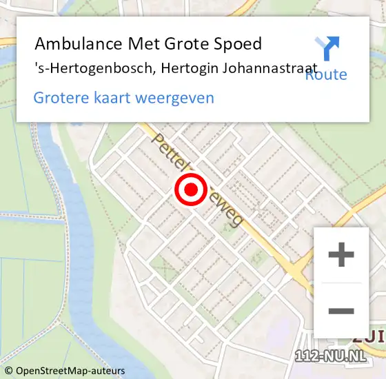 Locatie op kaart van de 112 melding: Ambulance Met Grote Spoed Naar 's-Hertogenbosch, Hertogin Johannastraat op 17 mei 2015 02:50