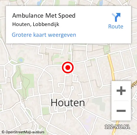 Locatie op kaart van de 112 melding: Ambulance Met Spoed Naar Houten, Lobbendijk op 17 mei 2015 03:39