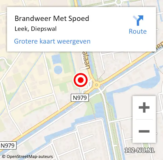 Locatie op kaart van de 112 melding: Brandweer Met Spoed Naar Leek, Diepswal op 17 mei 2015 07:15