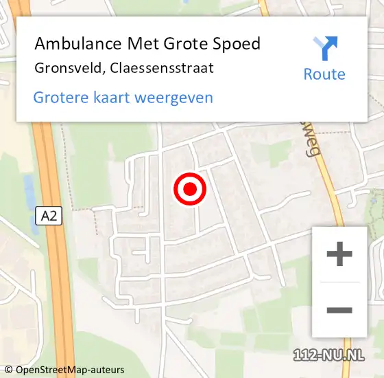 Locatie op kaart van de 112 melding: Ambulance Met Grote Spoed Naar Gronsveld, Claessensstraat op 12 september 2013 08:39