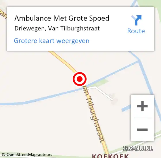 Locatie op kaart van de 112 melding: Ambulance Met Grote Spoed Naar Driewegen, Van Tilburghstraat op 17 mei 2015 08:20