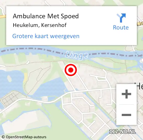 Locatie op kaart van de 112 melding: Ambulance Met Spoed Naar Heukelum, Kersenhof op 17 mei 2015 08:30