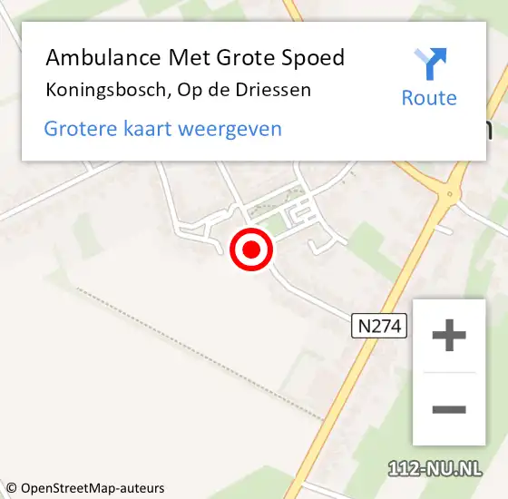 Locatie op kaart van de 112 melding: Ambulance Met Grote Spoed Naar Koningsbosch, Op de Driessen op 8 november 2013 00:52