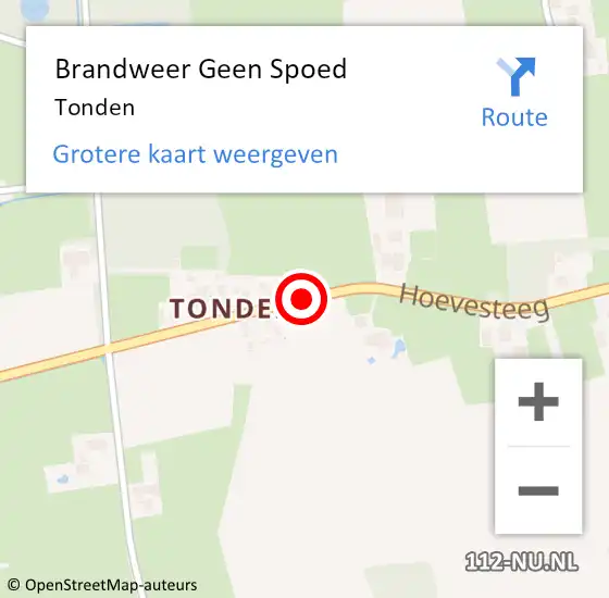 Locatie op kaart van de 112 melding: Brandweer Geen Spoed Naar Tonden op 8 november 2013 01:04