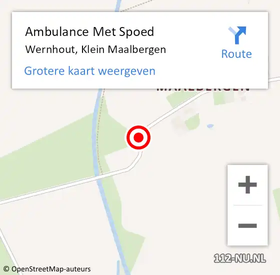 Locatie op kaart van de 112 melding: Ambulance Met Spoed Naar Wernhout, Klein Maalbergen op 17 mei 2015 10:21