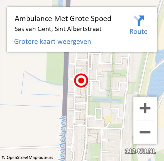 Locatie op kaart van de 112 melding: Ambulance Met Grote Spoed Naar Sas van Gent, Sint Albertstraat op 17 mei 2015 11:00