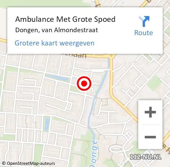 Locatie op kaart van de 112 melding: Ambulance Met Grote Spoed Naar Dongen, van Almondestraat op 17 mei 2015 11:19