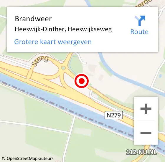 Locatie op kaart van de 112 melding: Brandweer Heeswijk-Dinther, Heeswijkseweg op 17 mei 2015 11:54