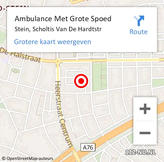 Locatie op kaart van de 112 melding: Ambulance Met Grote Spoed Naar Stein, Scholtis Van De Hardtstr op 8 november 2013 01:29