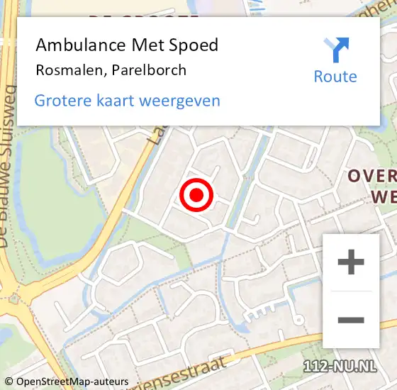 Locatie op kaart van de 112 melding: Ambulance Met Spoed Naar Rosmalen, Parelborch op 17 mei 2015 12:16